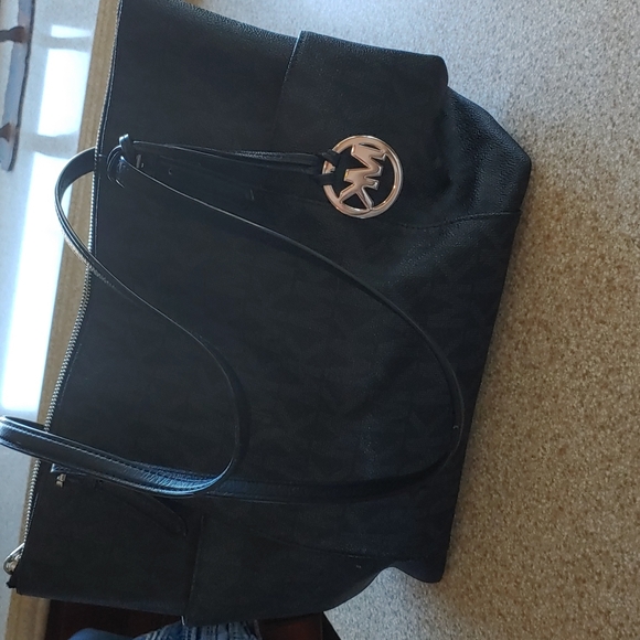 Michael Kors Handbags - Michael Kors All Black Jet Set Travel Top Zip Tote